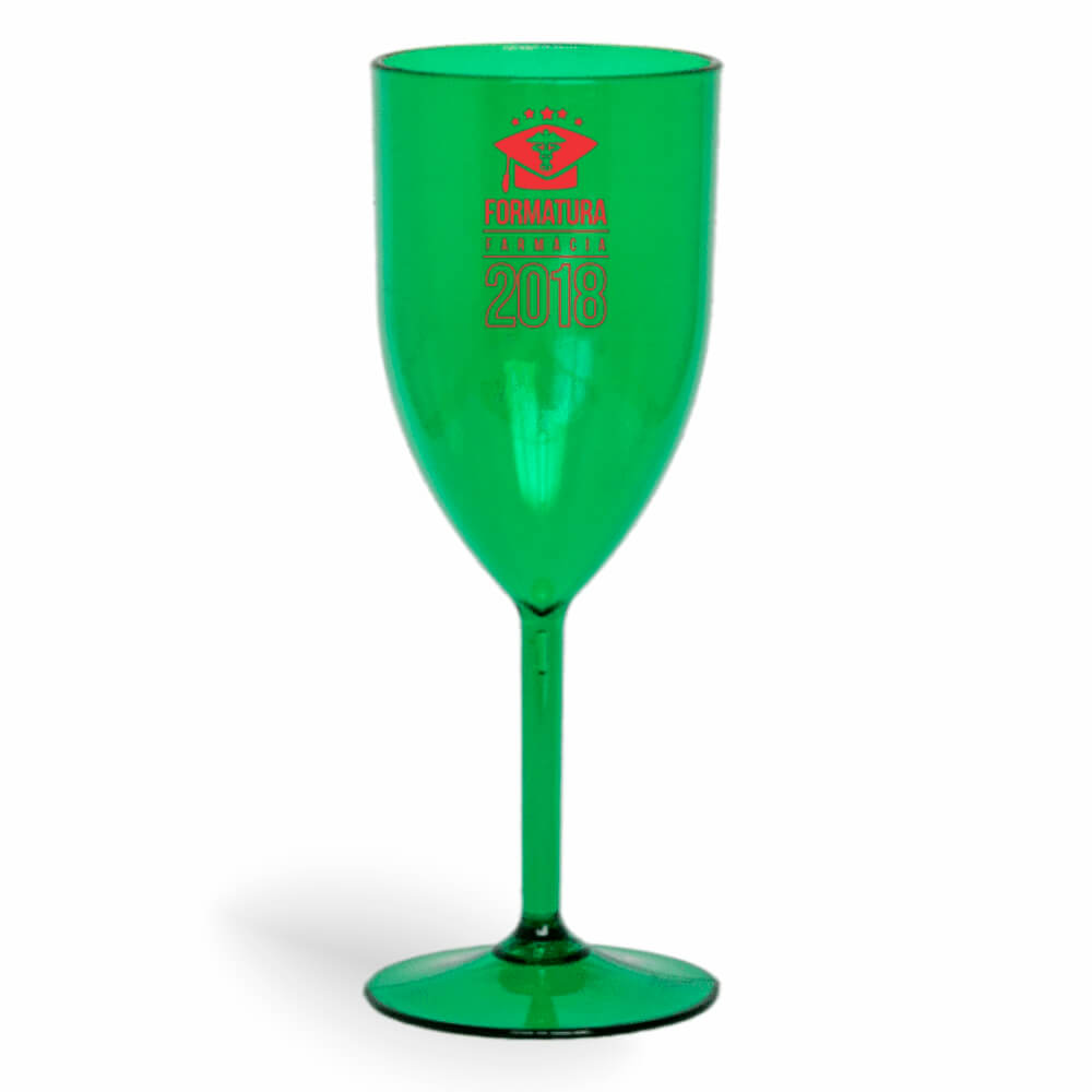 CANECA, COPOS E TAÇAS TAÇAS TAÇAS PLÁSTICAS TAÇA DE VINHO 330ML IMPRESSÃO 1 COR TRANSPARENTE VERDE