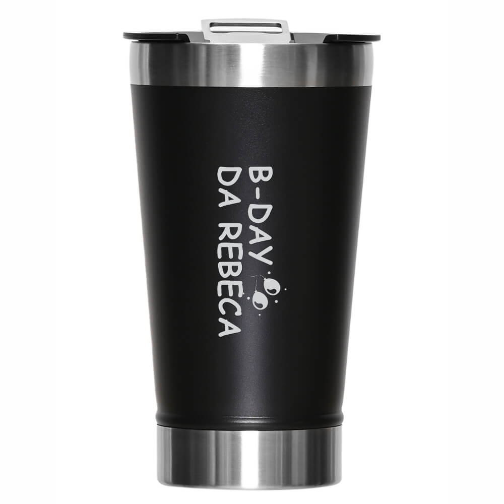 CANECA, COPOS E TAÇAS COPOS COPOS TÉRMICOS MODELO COM ABRIDOR GRAVAÇÃO FRONTAL 470ML PRETO