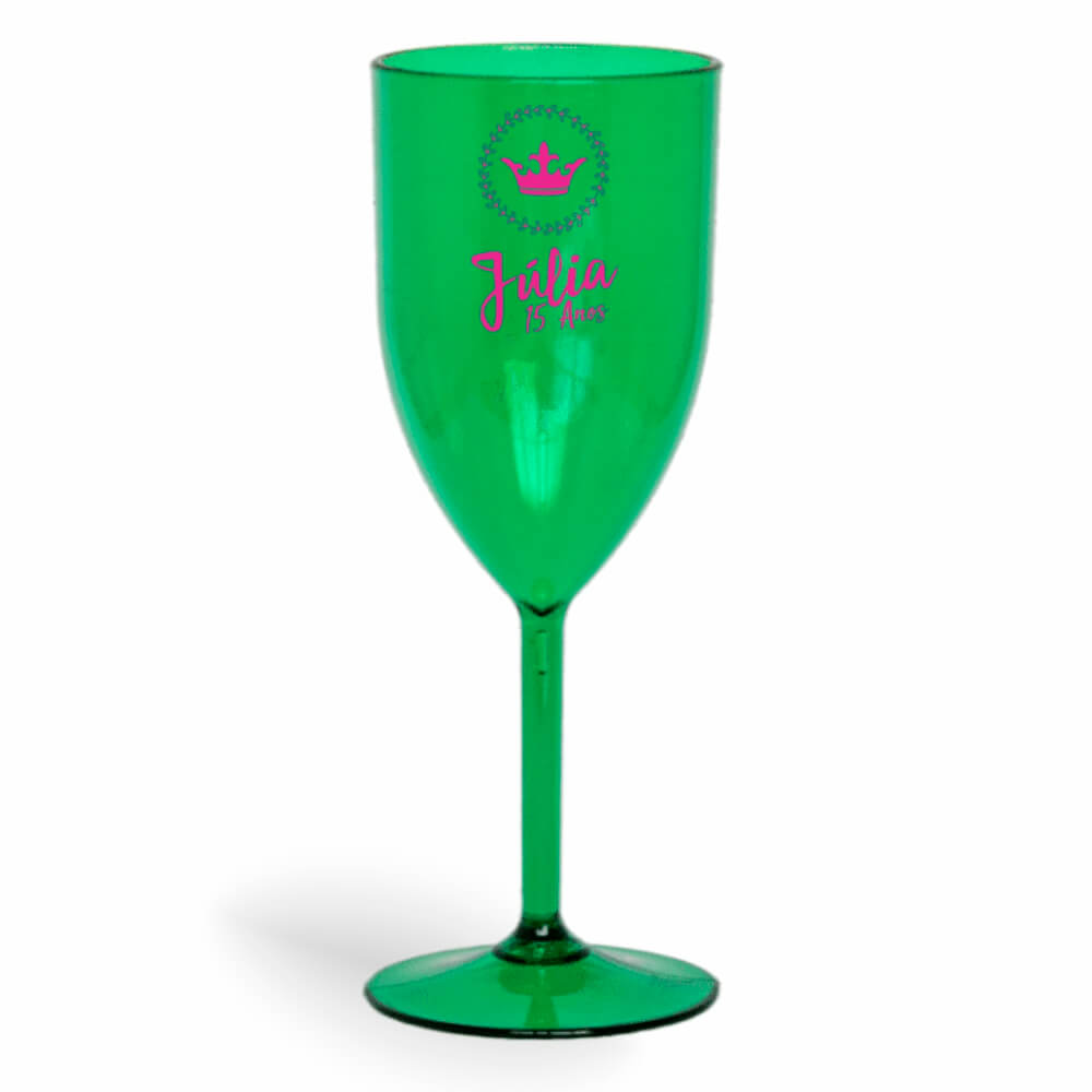 CANECA, COPOS E TAÇAS TAÇAS TAÇAS PLÁSTICAS TAÇA DE VINHO 330ML IMPRESSÃO 1 COR TRANSPARENTE VERDE