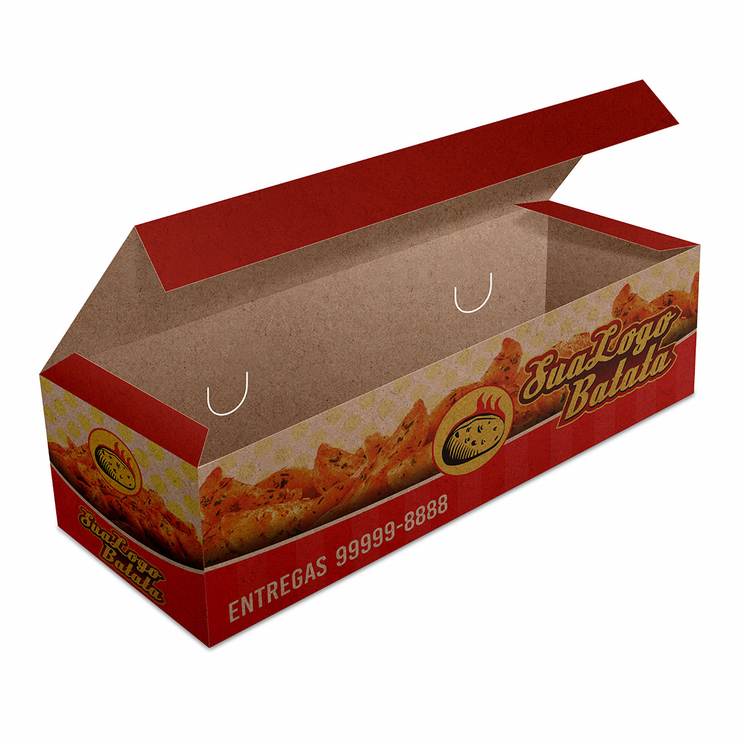 DELIVERY EMBALAGENS PARA DELIVERY KRAFT 250G BATATA FRITA, RUSTICA E RECHEADA LAMINAÇÃO INTERNA