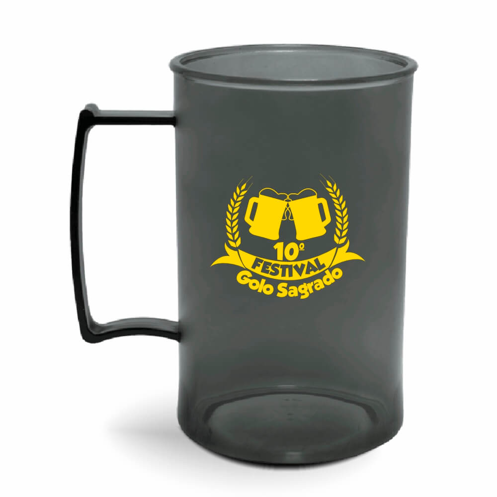 CANECA, COPOS E TAÇAS CANECAS CANECAS PLÁSTICAS CHOPP 450ML IMPRESSÃO 1 COR TRANSPARENTE FUMÊ