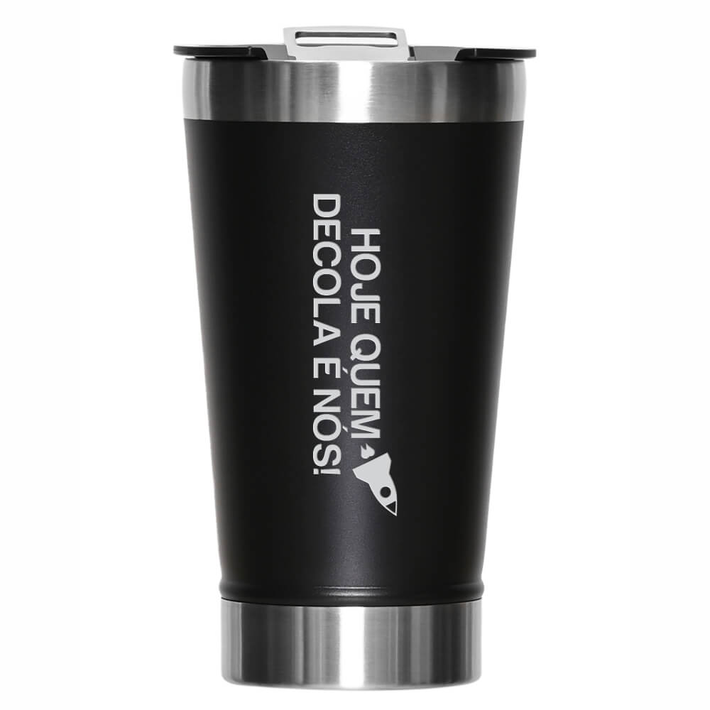 CANECA, COPOS E TAÇAS COPOS COPOS TÉRMICOS MODELO COM ABRIDOR GRAVAÇÃO FRONTAL 470ML PRETO