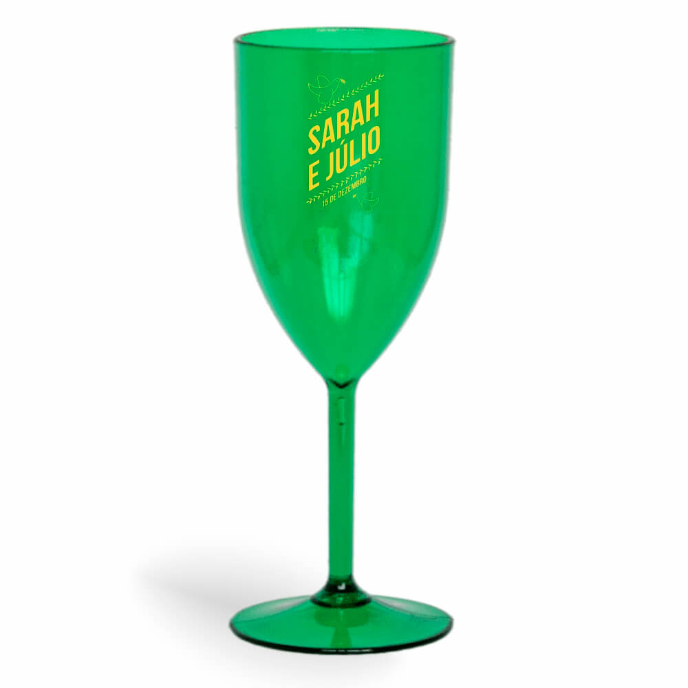 CANECA, COPOS E TAÇAS TAÇAS TAÇAS PLÁSTICAS TAÇA DE VINHO 330ML IMPRESSÃO 1 COR TRANSPARENTE VERDE