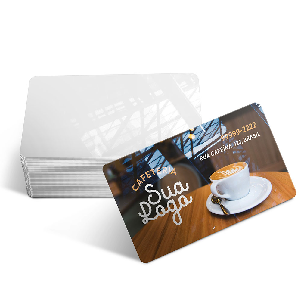 CARTÕES DE VISITA PVC 0,50MM PREMIUM BRANCO - 4X0 - 120unid - PVC002C