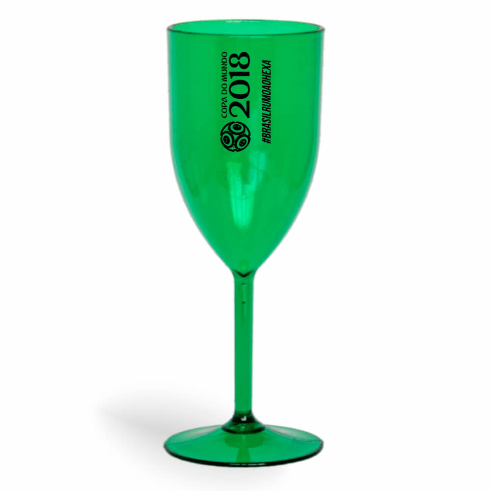 CANECA, COPOS E TAÇAS TAÇAS TAÇAS PLÁSTICAS TAÇA DE VINHO 330ML IMPRESSÃO 1 COR TRANSPARENTE VERDE