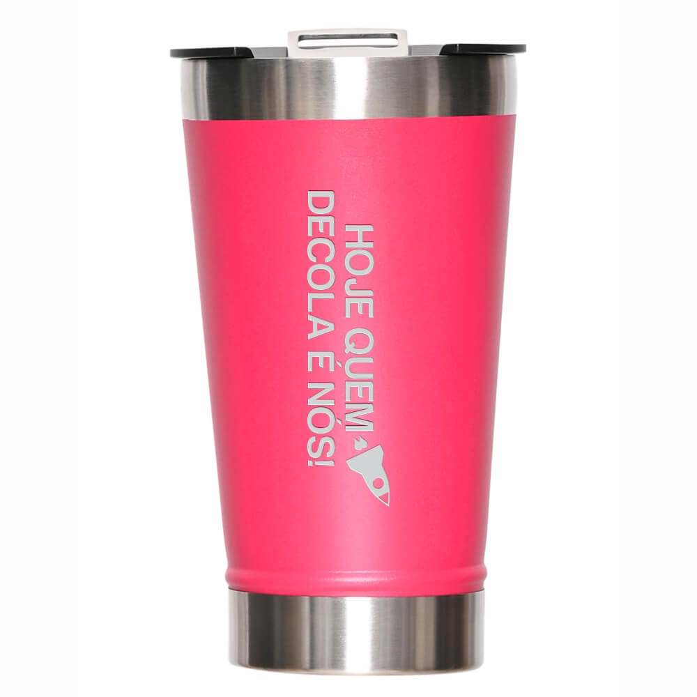CANECA, COPOS E TAÇAS COPOS COPOS TÉRMICOS MODELO COM ABRIDOR GRAVAÇÃO FRONTAL 470ML ROSA PINK