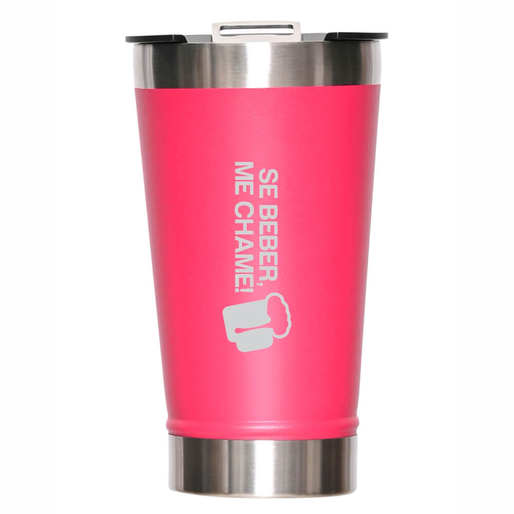 CANECA, COPOS E TAÇAS COPOS COPOS TÉRMICOS MODELO COM ABRIDOR GRAVAÇÃO FRONTAL 470ML ROSA PINK
