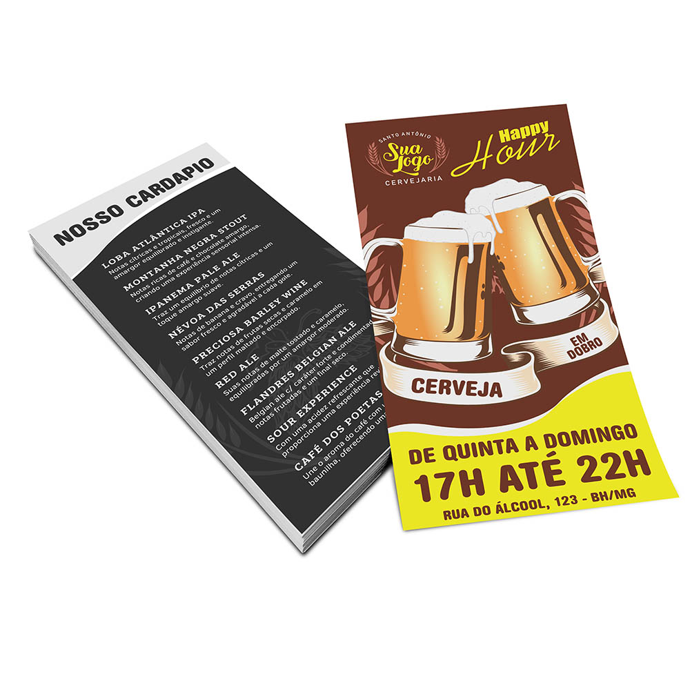 PANFLETOS, FLYERS E FOLHETOS APERGAMINHADO 240G 100X210MM - 4X1 - 250unid - 6202C2