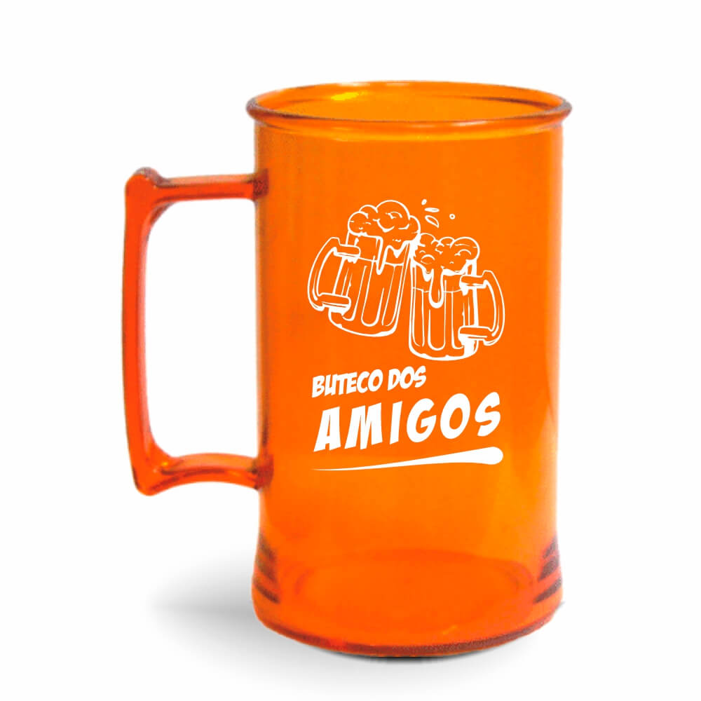 CANECA, COPOS E TAÇAS CANECAS CANECAS PLÁSTICAS CHOPP 450ML IMPRESSÃO 1 COR TRANSPARENTE LARANJA