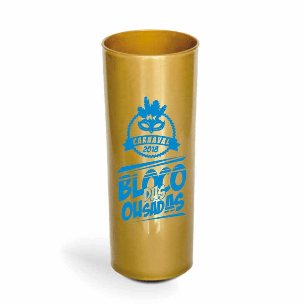 CANECA, COPOS E TAÇAS COPOS COPOS PLÁSTICOS LONG DRINK 350ML IMPRESSÃO 1 COR LEITOSO DOURADO