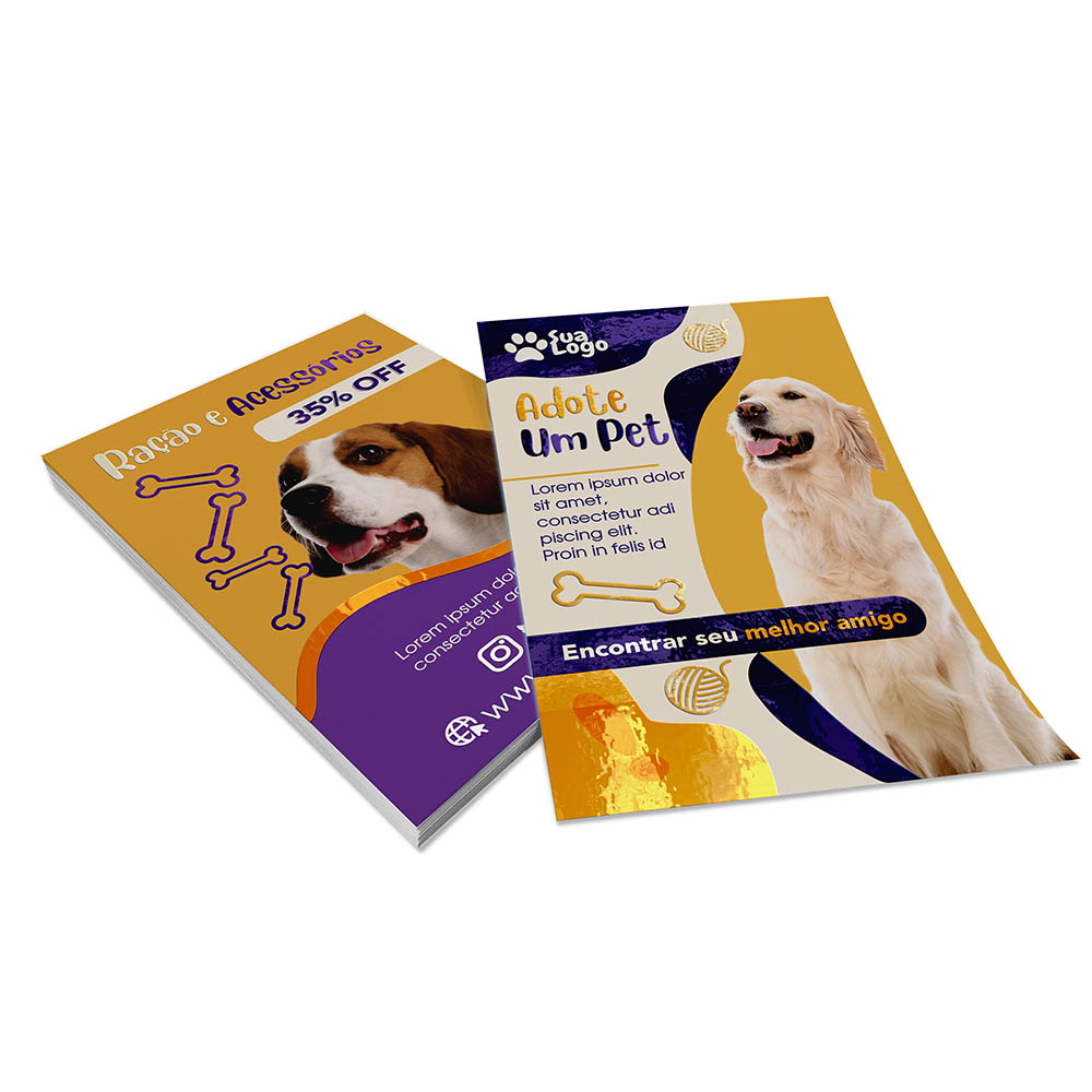 PANFLETOS, FLYERS E FOLHETOS COUCHÊ 170G FOSCO COM VERNIZ LOCALIZADO FRENTE E VERSO 100X150MM