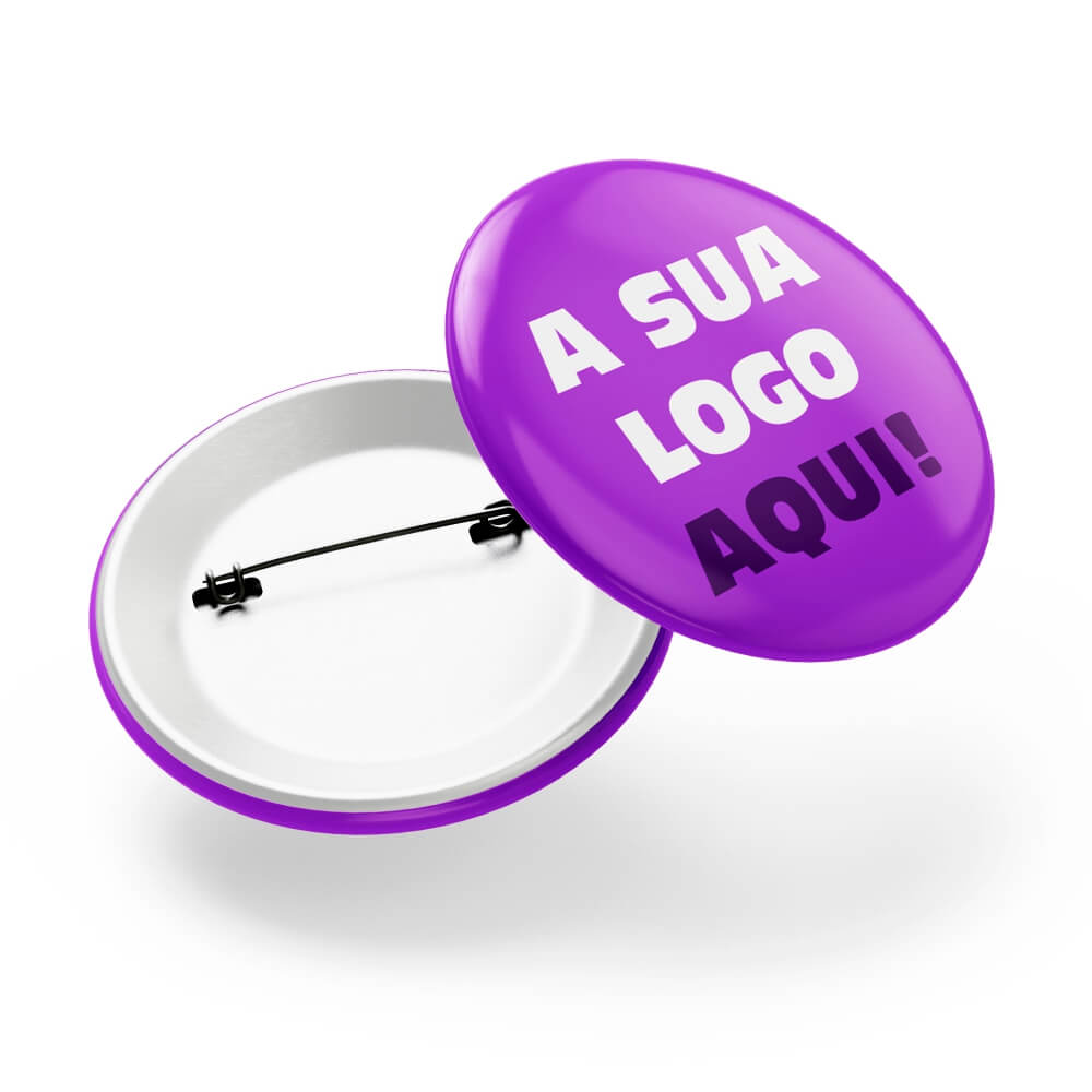 BOTTONS E PINS PERSONALIZADOS COM ALFINETE MODELO REDONDO 45MM