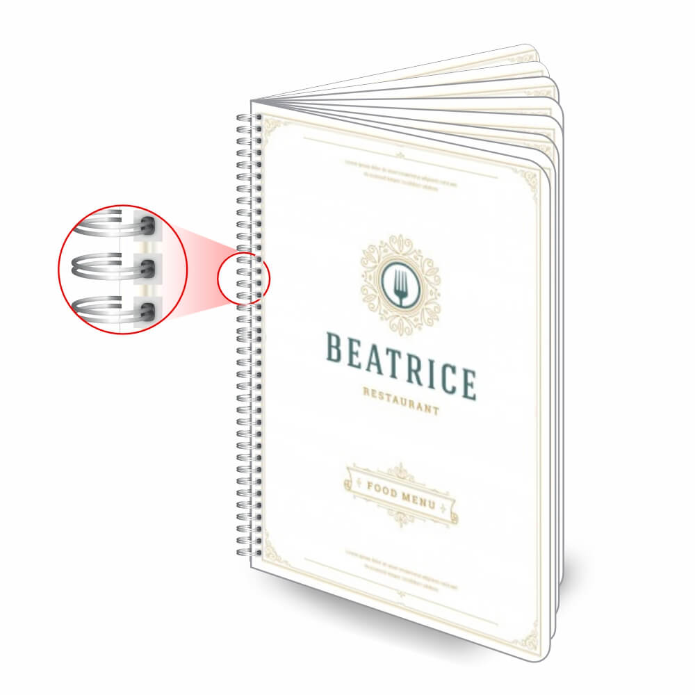 CARDÁPIOS CARDÁPIOS PERSONALIZADOS WIRE O 16 PÁGINAS COUCHÊ 300G 300X420MM - 4X4 - 25unid - CPCW1030N2