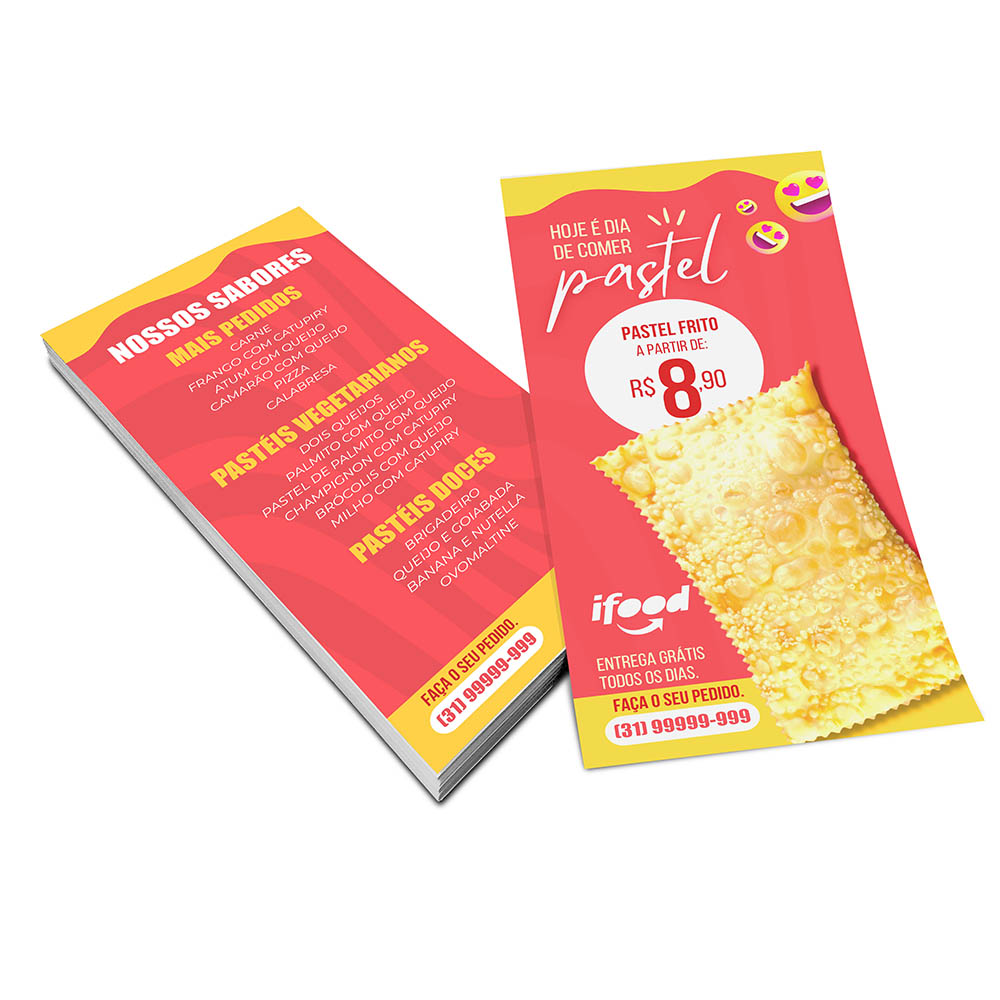PANFLETOS, FLYERS E FOLHETOS APERGAMINHADO 240G 100X210MM - 4X4 - 50unid - P15441MA3