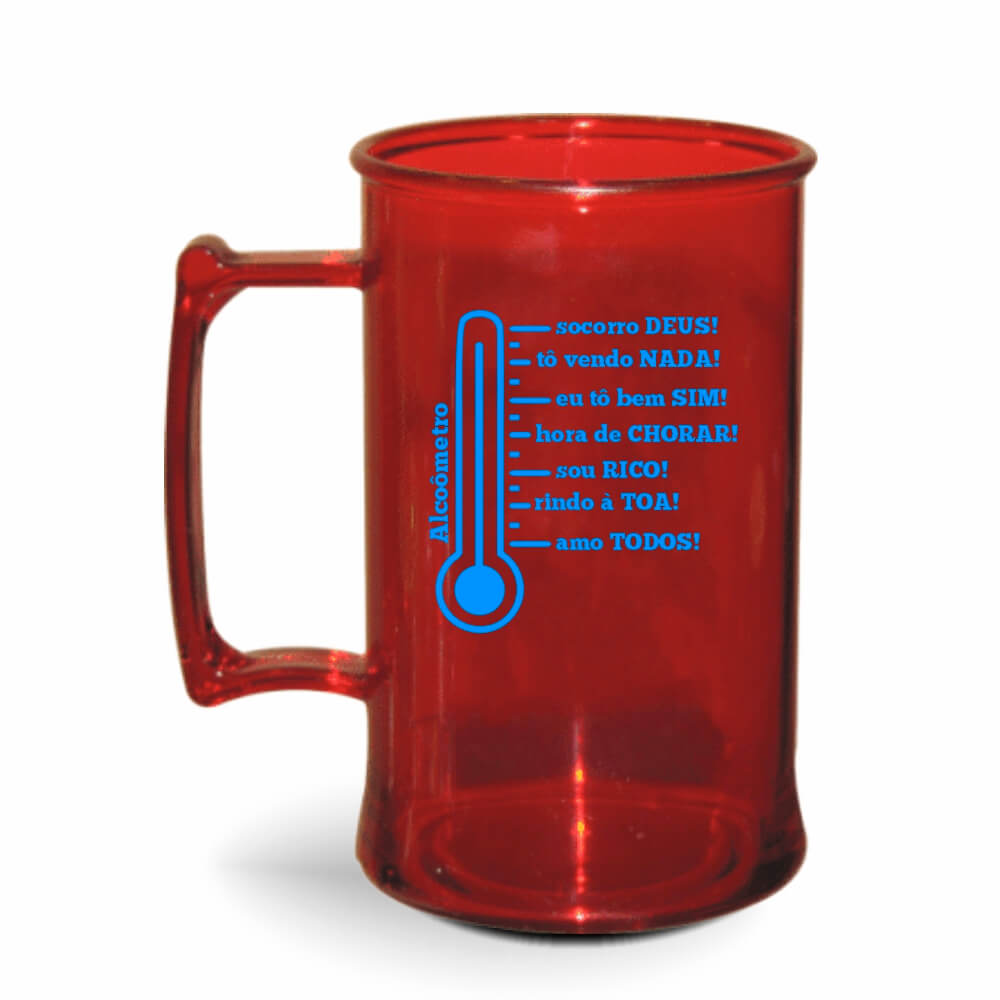 CANECA, COPOS E TAÇAS CANECAS CANECAS PLÁSTICAS CHOPP 450ML IMPRESSÃO 1 COR TRANSPARENTE VERMELHA