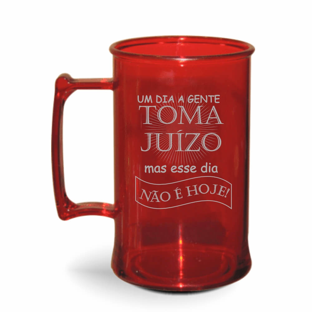 CANECA, COPOS E TAÇAS CANECAS CANECAS PLÁSTICAS CHOPP 450ML IMPRESSÃO 1 COR TRANSPARENTE VERMELHA