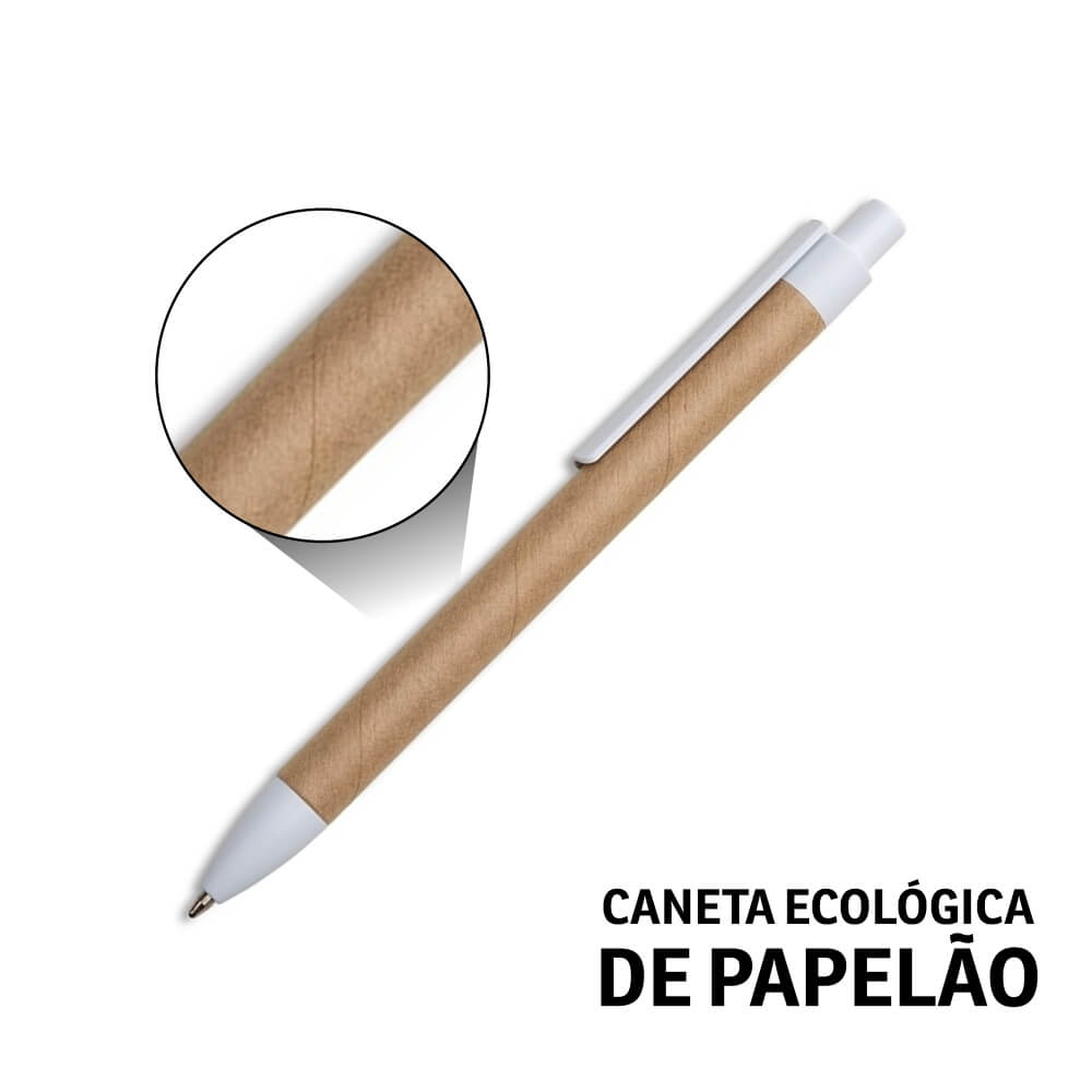 CANETAS IMPRESSÃO COLORIDA ECOLÓGICAS PAPELÃO CLIP DE PLÁSTICO BRANCA
