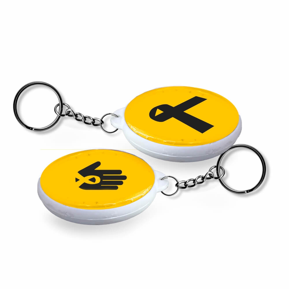 BOTTONS E PINS PERSONALIZADOS DUPLA FACE COM CHAVEIRO MODELO REDONDO 35MM