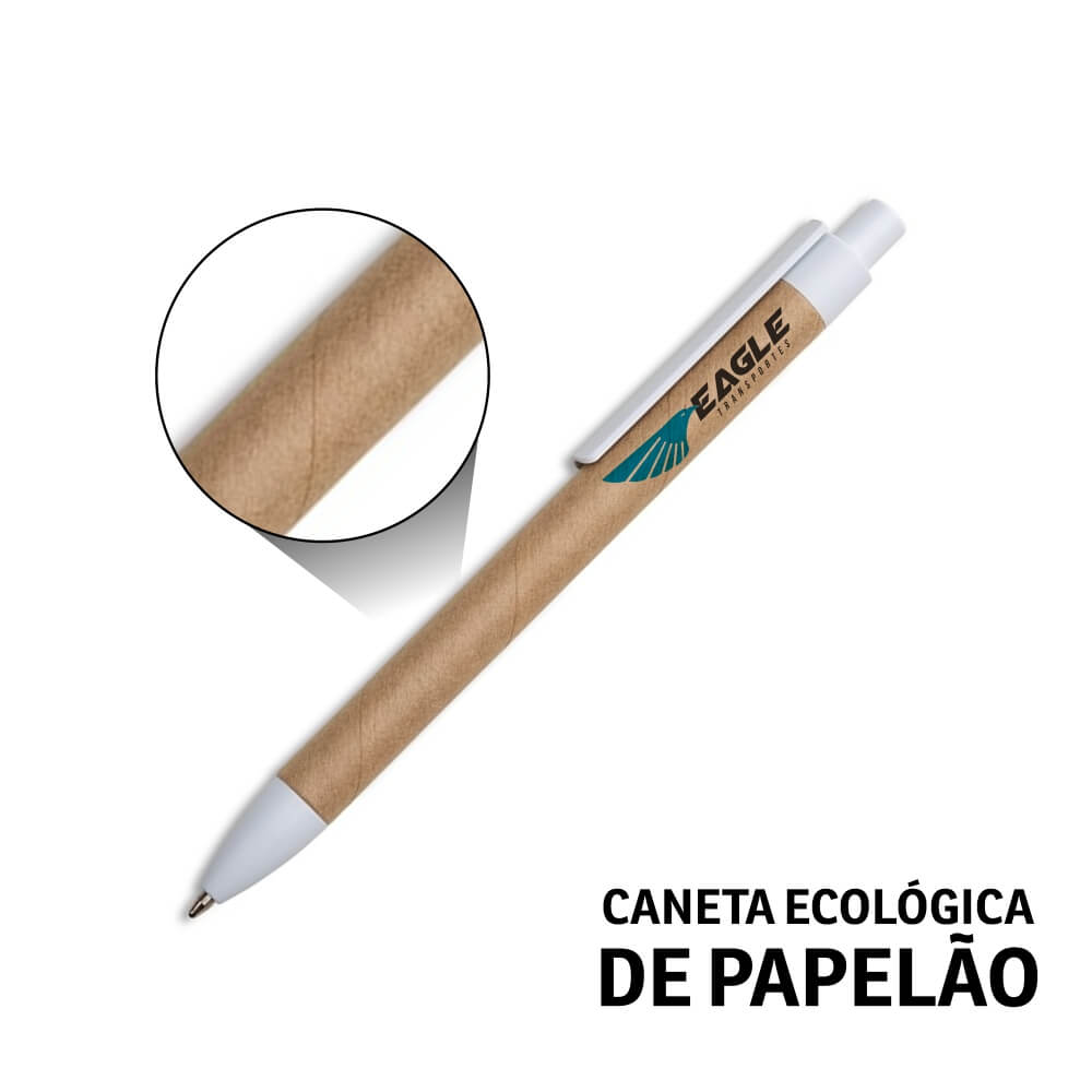 CANETAS IMPRESSÃO COLORIDA ECOLÓGICAS PAPELÃO CLIP DE PLÁSTICO BRANCA