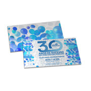 CONVITES BÁSICO COUCHÊ 300G LAMINAÇÃO HOLOGRÁFICA LAM HOLOGRÁFICA FRENTE E VERSO 153X91MM - 4X4 - 100unid - CBC34100C2