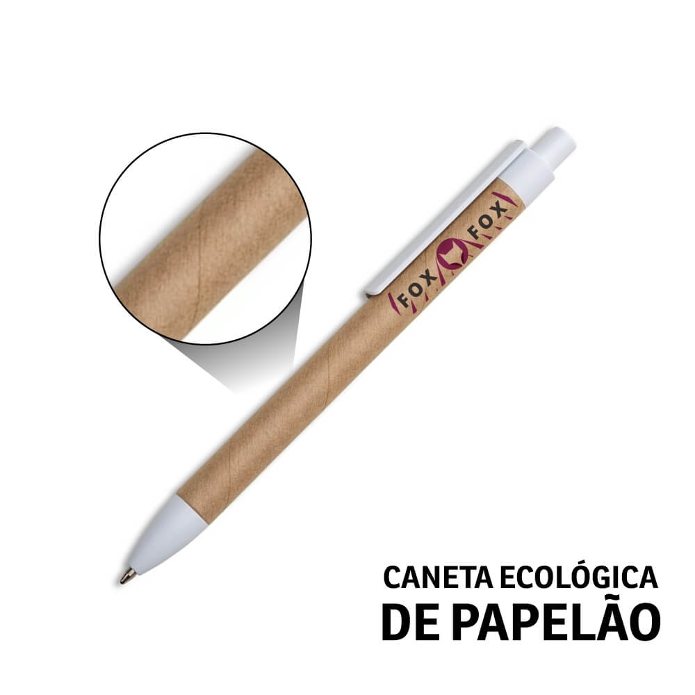 CANETAS IMPRESSÃO COLORIDA ECOLÓGICAS PAPELÃO CLIP DE PLÁSTICO BRANCA