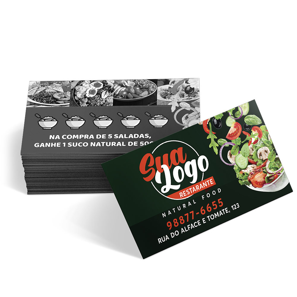 CARTÕES FIDELIDADE COUCHÊ 300G SEM VERNIZ - 4X1 - 100unid - FIDEL2BC