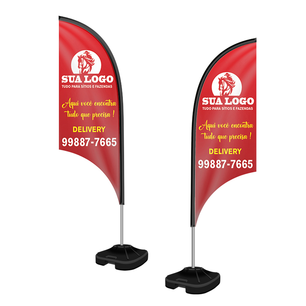 WIND BANNER KIT COMPLETO TECIDO OXFORD MODELO VELA ALTURA MONTADO: 2,50 METROS M - 4X4 - 10unid - WBVFV2CM10