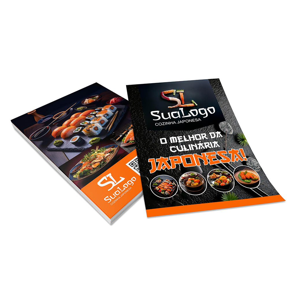 PANFLETOS, FLYERS E FOLHETOS APERGAMINHADO 240G 210X300MM - 4X4 - 50unid - PD848C2