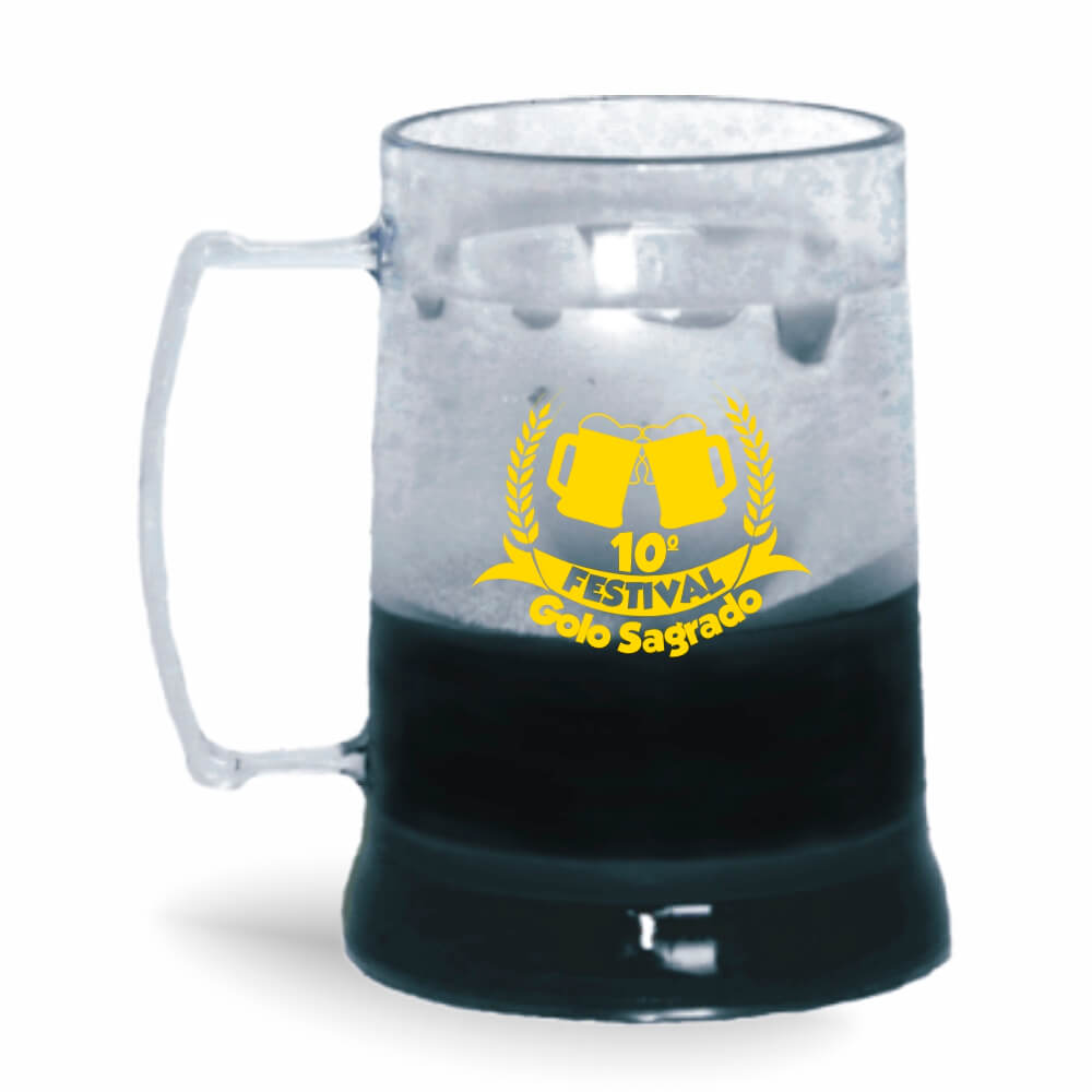 CANECA, COPOS E TAÇAS CANECAS CANECAS PLÁSTICAS COM GEL 300ML IMPRESSÃO 1 COR CRISTAL GEL PRETO