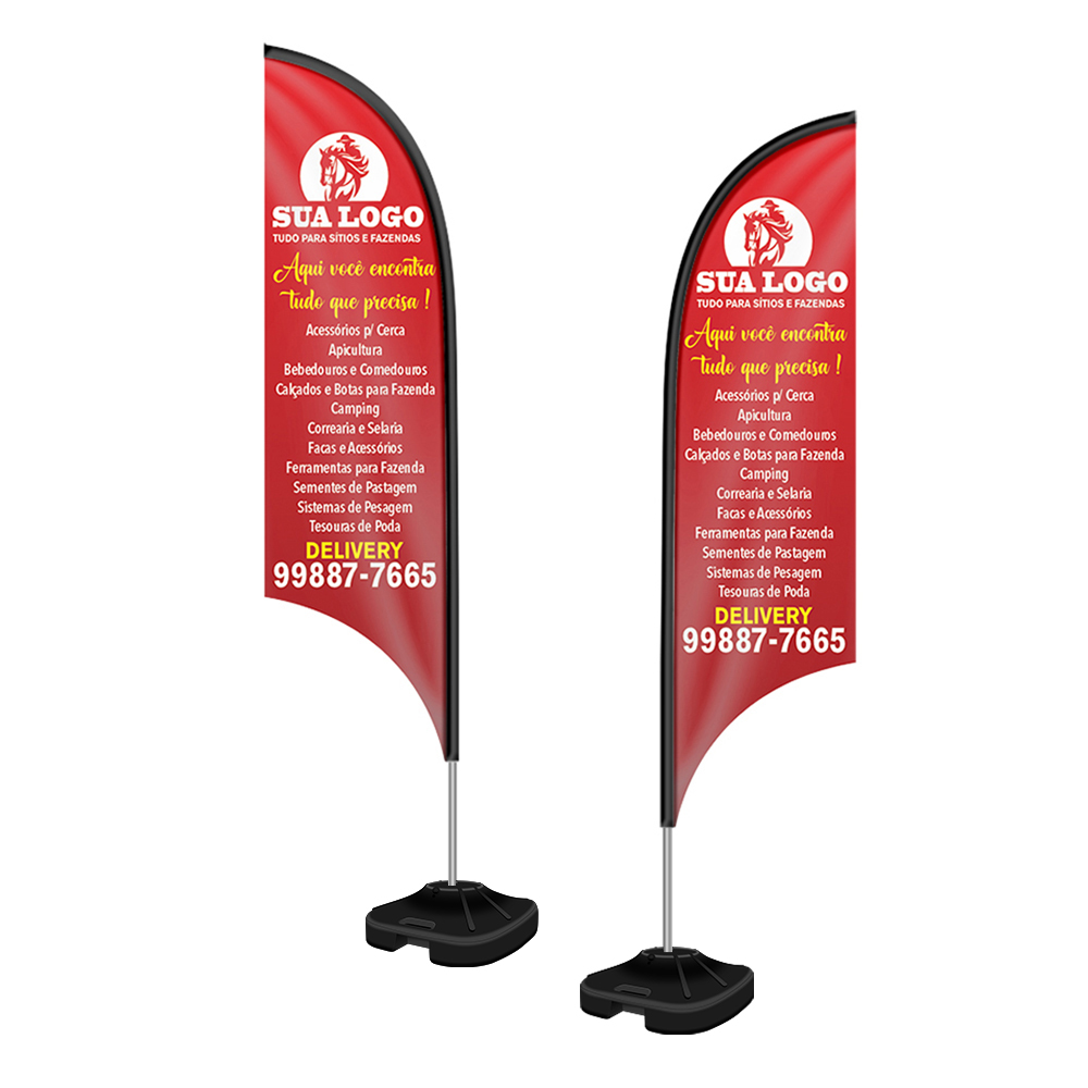 WIND BANNER KIT COMPLETO TECIDO OXFORD MODELO VELA ALTURA MONTADO: 3,00 METROS G - 4X4 - 10unid - WBVFV2C10