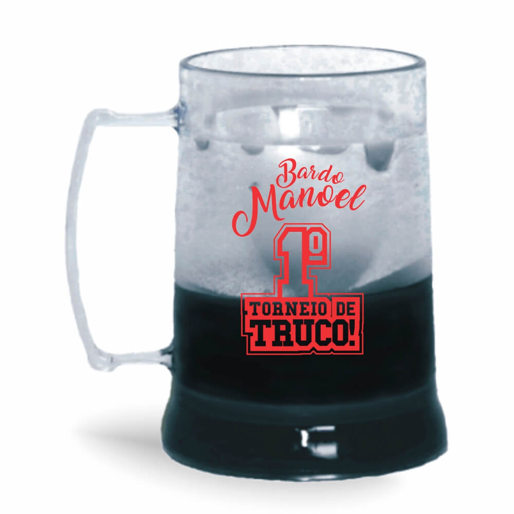 CANECA, COPOS E TAÇAS CANECAS CANECAS PLÁSTICAS COM GEL 300ML IMPRESSÃO 1 COR CRISTAL GEL PRETO