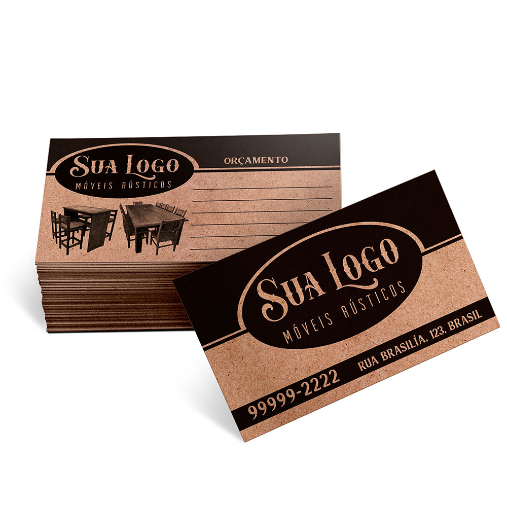 CARTÕES DE VISITA KRAFT 250G SEM LAMINAÇÃO E SEM VERNIZ UV SEM VERNIZ - 1X1 - 100unid - CDKR4100C