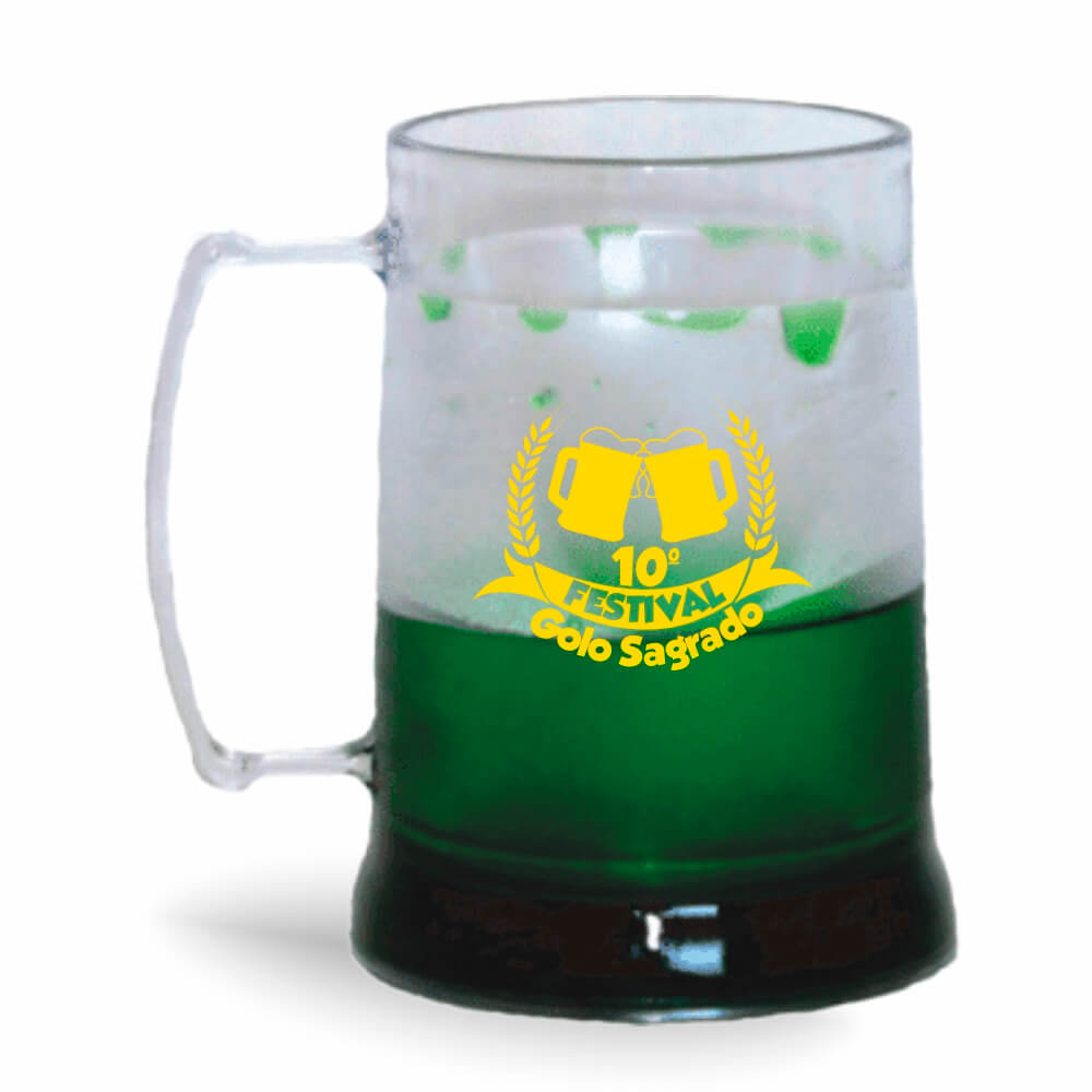 CANECA, COPOS E TAÇAS CANECAS CANECAS PLÁSTICAS COM GEL 300ML IMPRESSÃO 1 COR CRISTAL GEL VERDE
