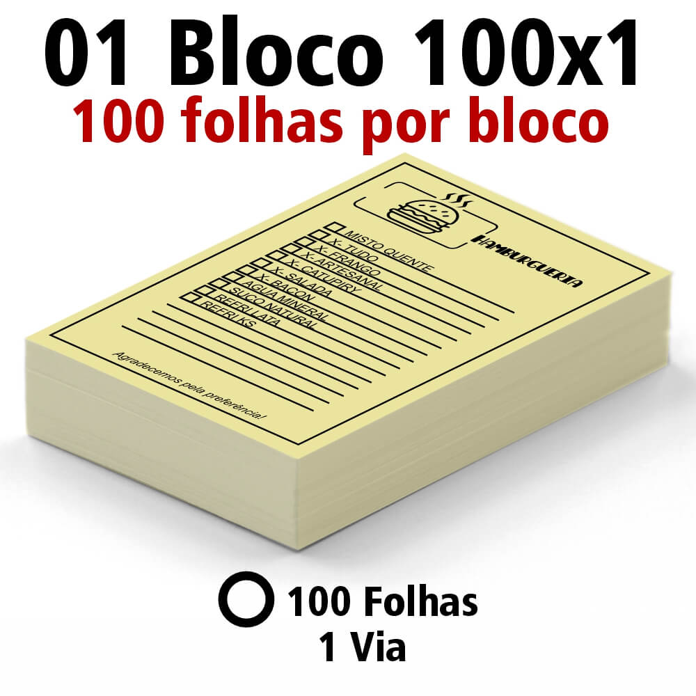 BLOCOS, COMANDAS, RECEITUÁRIOS E TALÕES BLOCOS E TALÕES 100 FOLHAS AP 75G 100X1 105X150MM