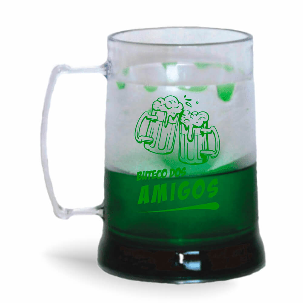 CANECA, COPOS E TAÇAS CANECAS CANECAS PLÁSTICAS COM GEL 300ML IMPRESSÃO 1 COR CRISTAL GEL VERDE