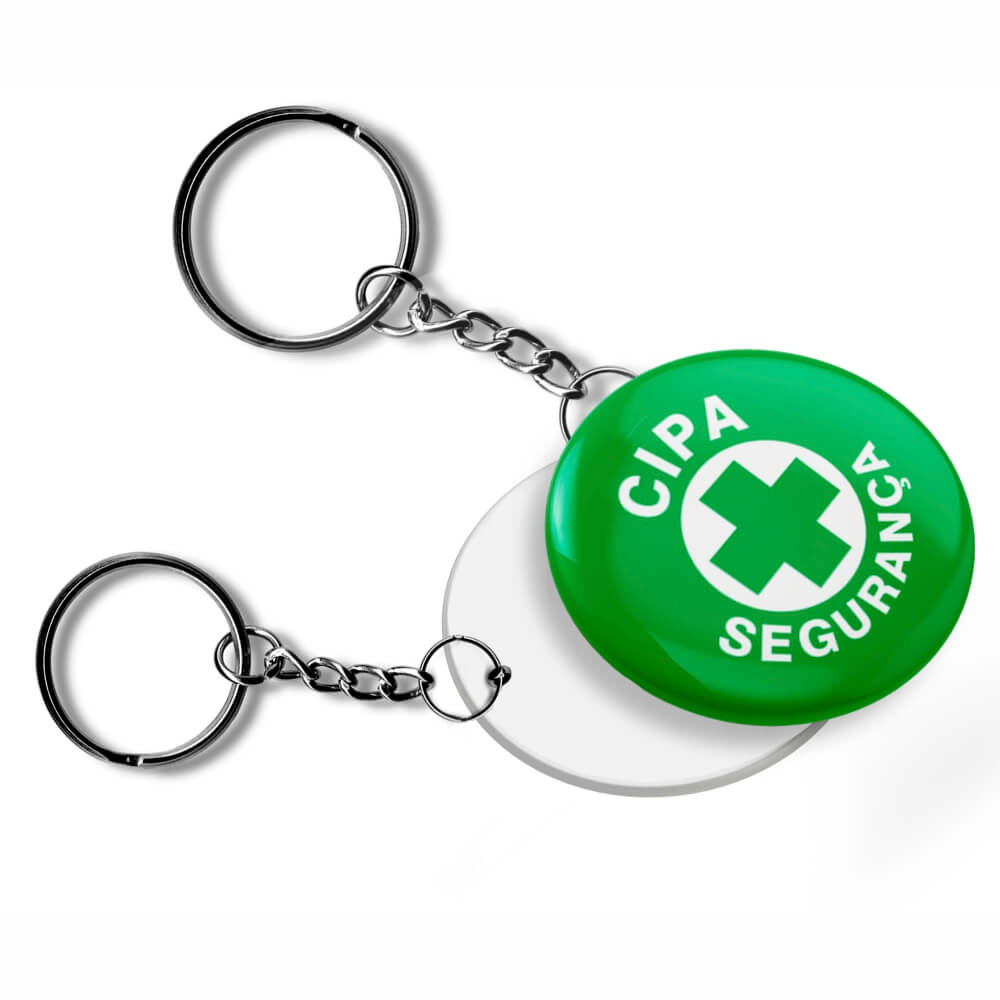 BOTTONS E PINS PERSONALIZADOS UMA FACE COM CHAVEIRO MODELO REDONDO 35MM
