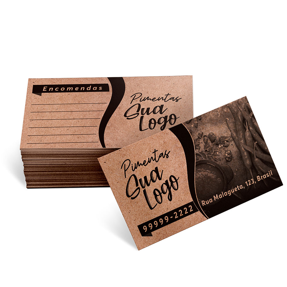 CARTÕES DE VISITA KRAFT 250G SEM LAMINAÇÃO E SEM VERNIZ UV SEM VERNIZ - 1X1 - 50unid - CDKR450C