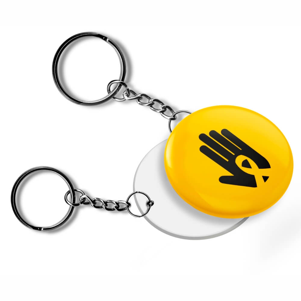 BOTTONS E PINS PERSONALIZADOS UMA FACE COM CHAVEIRO MODELO REDONDO 35MM