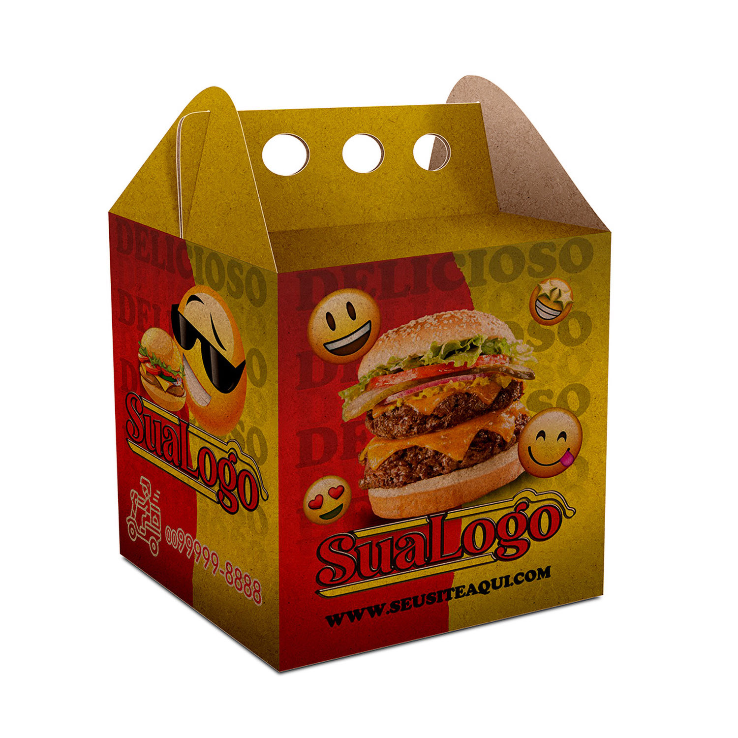 DELIVERY EMBALAGENS PARA DELIVERY KRAFT 250G HAMBÚRGUER E SANDUÍCHES COM ALÇA MÉDIA