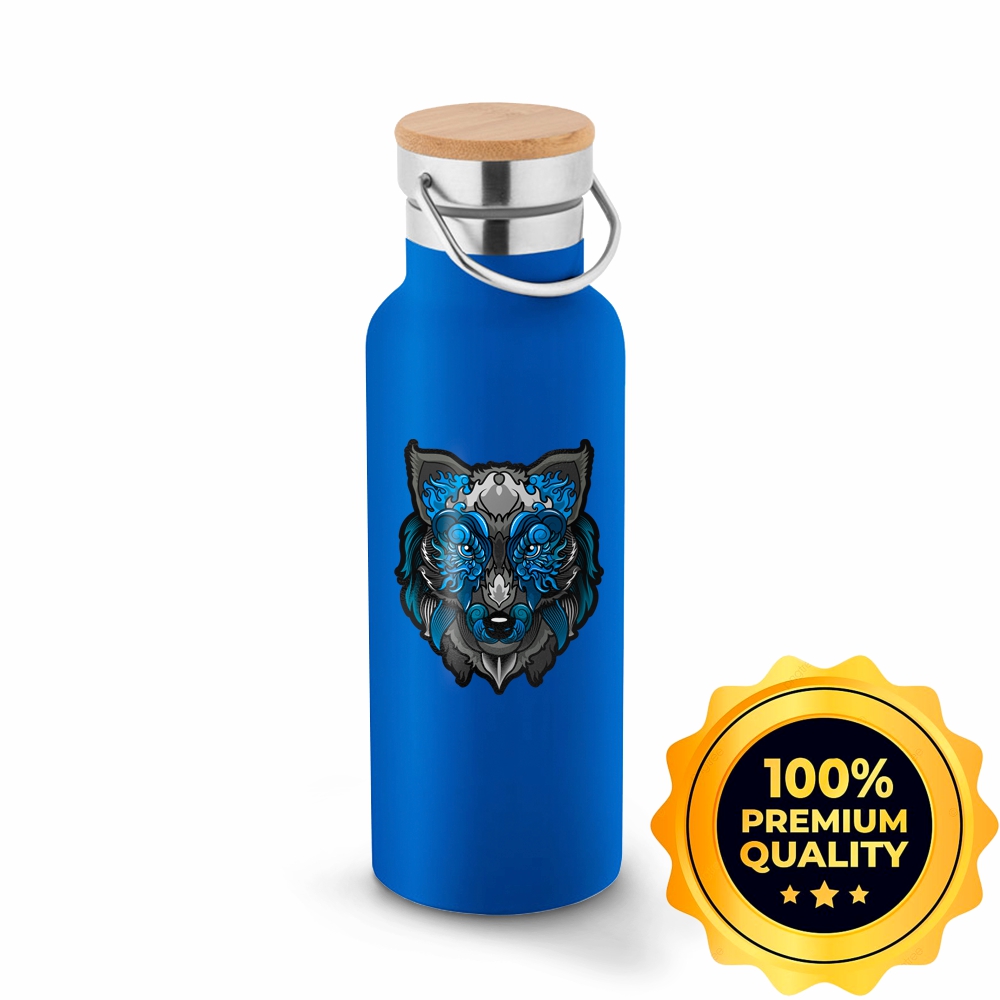 GARRAFAS E SQUEEZES SQUEEZE DE AÇO INOX TÉRMICA MODELO RAGNAR COM PAREDE DUPLA COM DTF UV 570ML AZUL