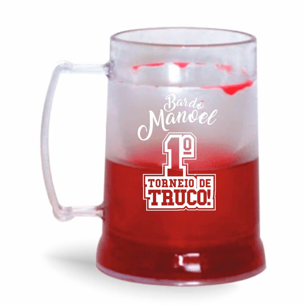 CANECA, COPOS E TAÇAS CANECAS CANECAS PLÁSTICAS COM GEL 300ML IMPRESSÃO 1 COR CRISTAL GEL VERMELHO
