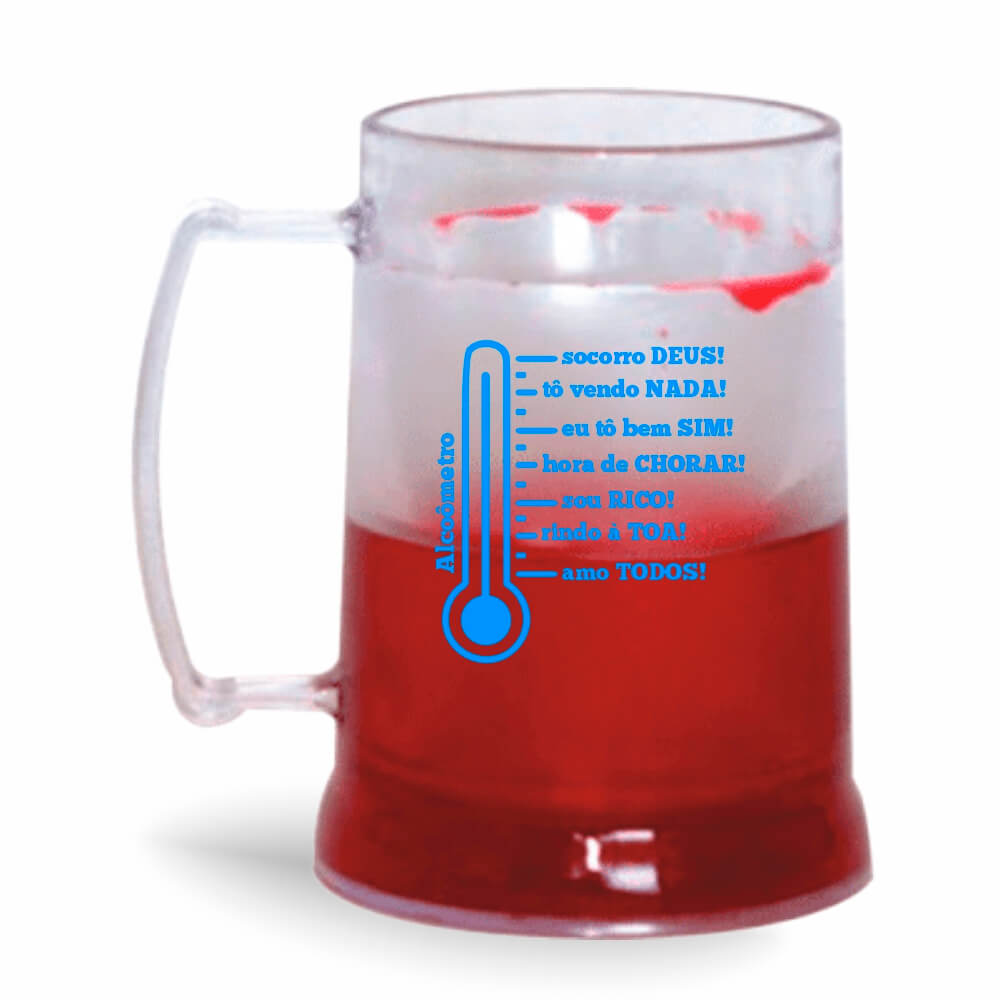 CANECA, COPOS E TAÇAS CANECAS CANECAS PLÁSTICAS COM GEL 300ML IMPRESSÃO 1 COR CRISTAL GEL VERMELHO