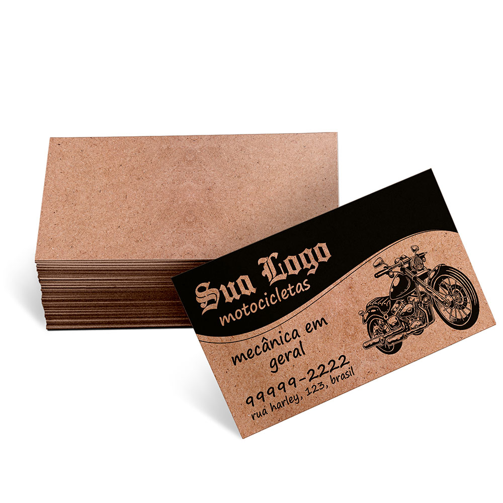 CARTÕES DE VISITA KRAFT 250G SEM LAMINAÇÃO E SEM VERNIZ UV SEM VERNIZ - 1X0 - 500unid - CDKR500C