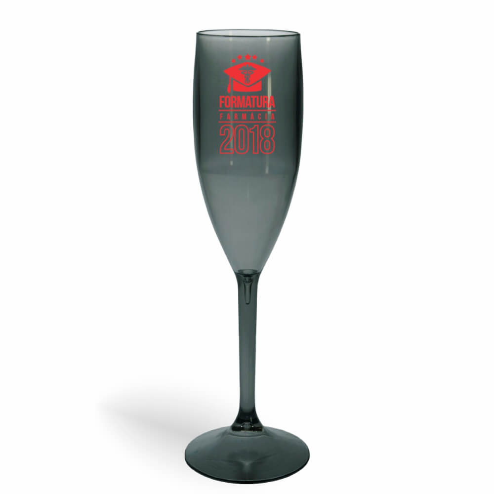 CANECA, COPOS E TAÇAS TAÇAS TAÇAS PLÁSTICAS TAÇA DE CHAMPANHE 180ML IMPRESSÃO 1 COR TRANSPARENTE FUMÊ