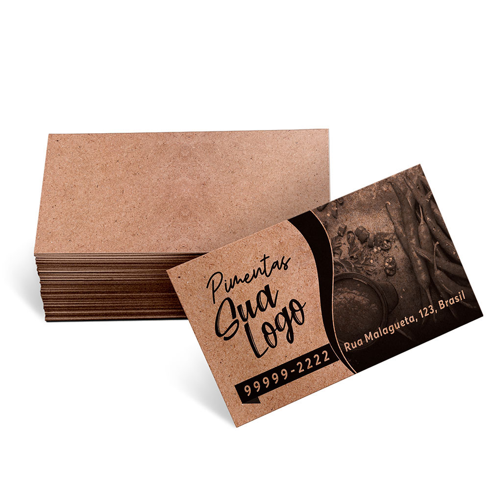 CARTÕES DE VISITA KRAFT 250G SEM LAMINAÇÃO E SEM VERNIZ UV SEM VERNIZ - 1X0 - 50unid - CDKR50C