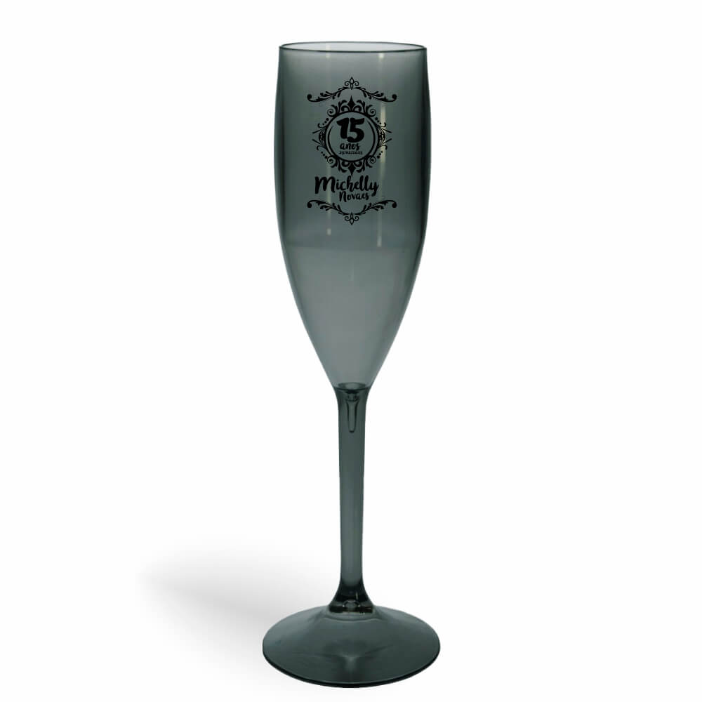 CANECA, COPOS E TAÇAS TAÇAS TAÇAS PLÁSTICAS TAÇA DE CHAMPANHE 180ML IMPRESSÃO 1 COR TRANSPARENTE FUMÊ