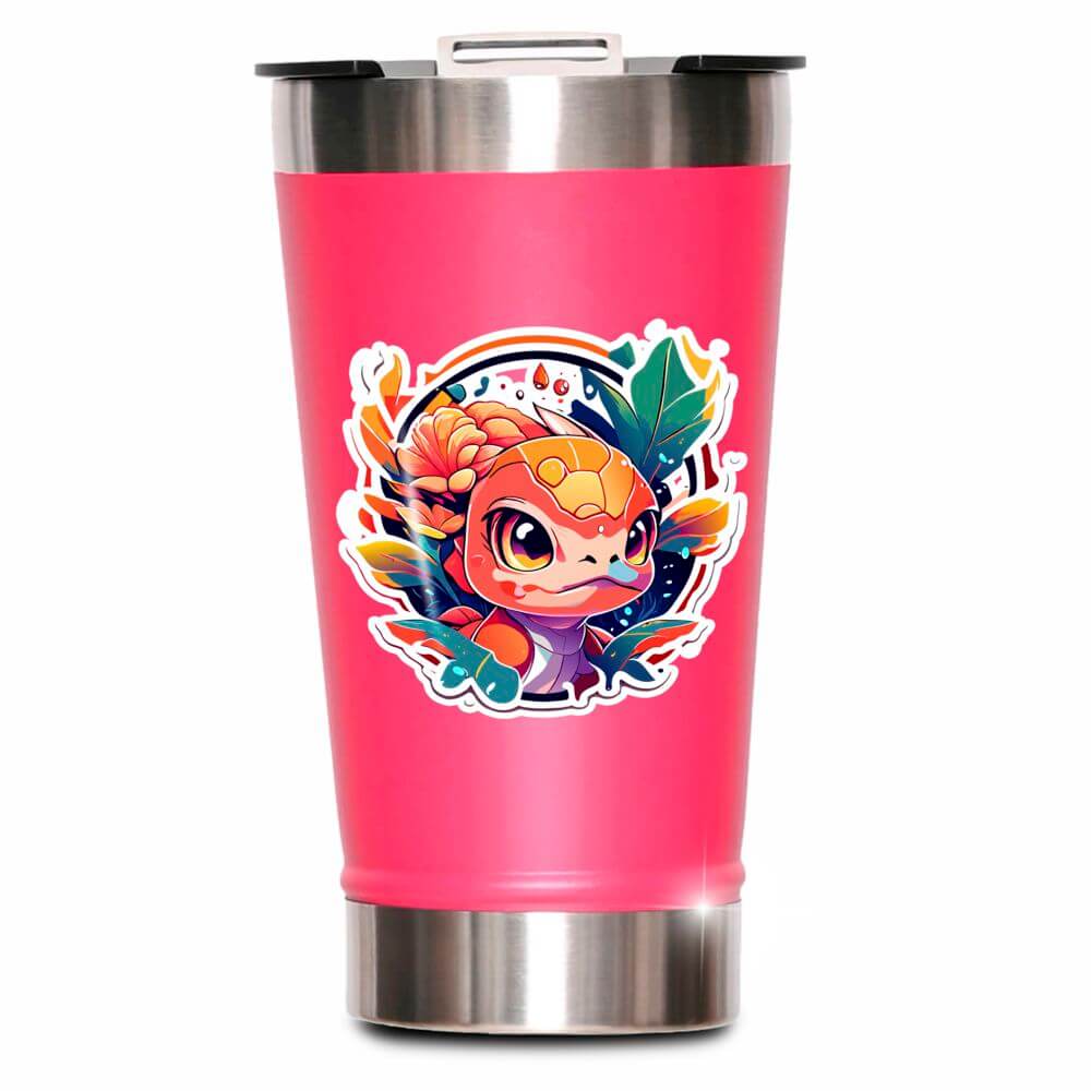 DTF UV COPOS COPO TÉRMICO MODELO COM ABRIDOR E DTF UV ROSA PINK