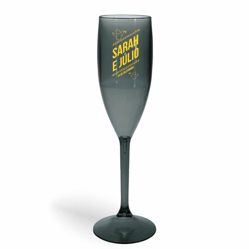 CANECA, COPOS E TAÇAS TAÇAS TAÇAS PLÁSTICAS TAÇA DE CHAMPANHE 180ML IMPRESSÃO 1 COR TRANSPARENTE FUMÊ