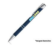CANETAS IMPRESSÃO COLORIDA LINHA PREMIUM BETA SOFT ACABAMENTO EMBORRACHADO AZUL