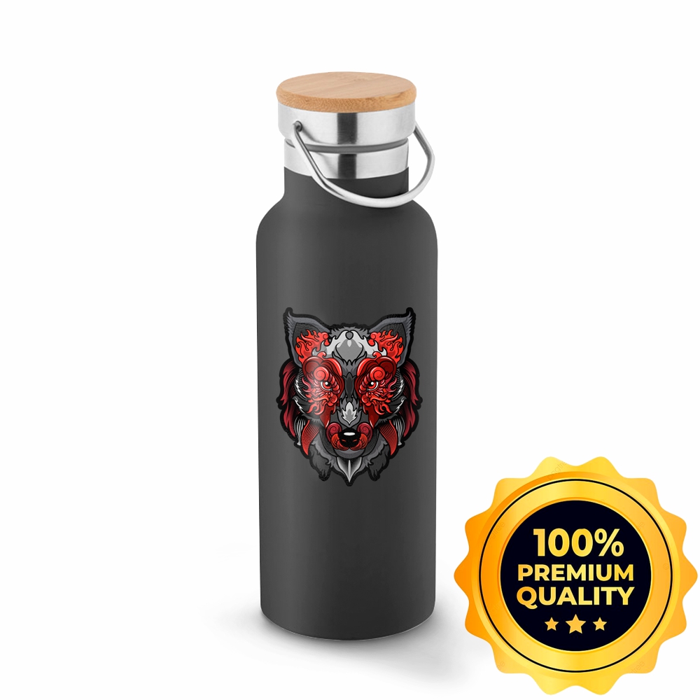 GARRAFAS E SQUEEZES SQUEEZE DE AÇO INOX TÉRMICA MODELO RAGNAR COM PAREDE DUPLA COM DTF UV 570ML PRETA